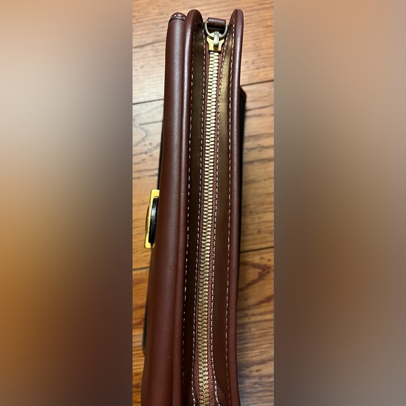 Dunhill Authentic Clutch Bag Second Bag Gray Brown Leather Green Plaid Lining! - Picture 6 of 14